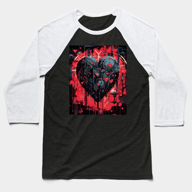Techno heart Baseball T-Shirt by ArtWearSplash